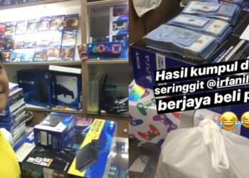 Seorang kanak-kanak Malaysia beli PS4 dengan duit simpanan RM600 dalam bentuk RM1 yang dia kumpul!