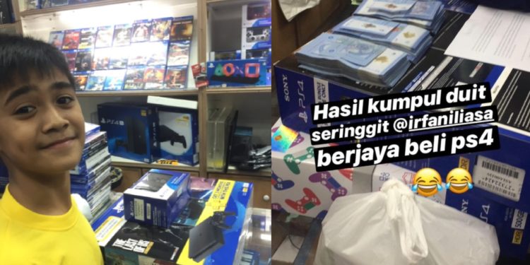 Seorang kanak-kanak Malaysia beli PS4 dengan duit simpanan RM600 dalam bentuk RM1 yang dia kumpul!