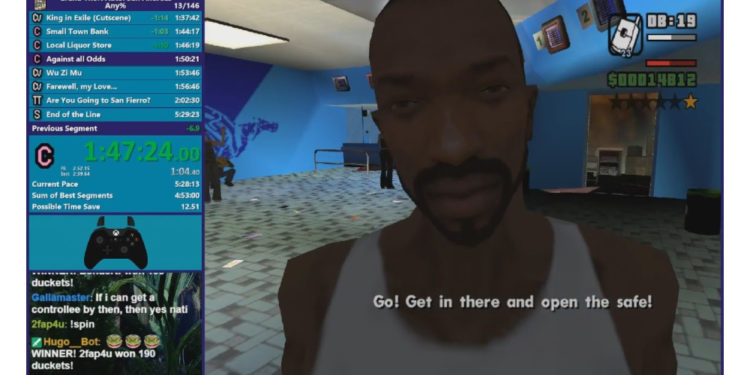 Speedrunner cuba untuk habiskan GTA San Andreas manakala viewers aktifkan cheat code untuk menghalangnya!
