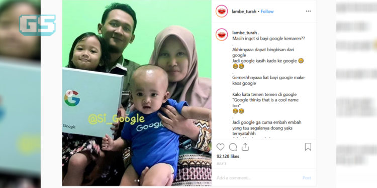 Baby bertuah bernama “Google” menerima hadiah istimewa daripada “Google”!