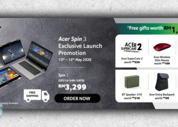 Pre-order Acer Spin 3 sekarang untuk menangi hadiah percuma bernilai hingga RM1000!