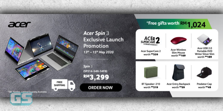 Pre-order Acer Spin 3 sekarang untuk menangi hadiah percuma bernilai hingga RM1000!