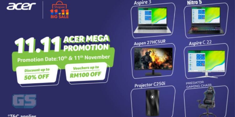 Acer Malaysia menawarkan Diskaun sehingga 50% dalam Sales 11.11!!!