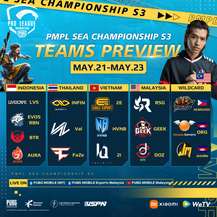 16 Pasukan Bersedia untuk Peperangan di PUBG MOBILE PRO LEAGUE SEA CHAMPIONSHIP S3!
