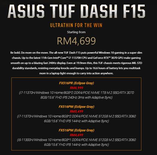 Review ASUS TUF Dash F15 – makin gah dengan GPU RTX 30-series berharga RM5,499!