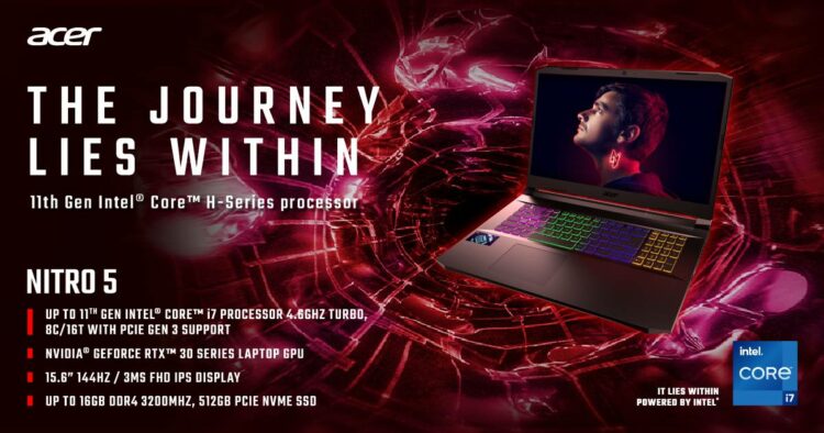 Acer Nitro 5 Kini Lebih Lengkap dengan Pemprosesan Mobile Generasi ke-11 Terbaharu Intel Core Siri-H