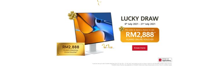 Bermula hari ini hingga 21 Julai, Pra-Pesan HUAWEI MateView dan MateView GT dan dapatkan rebat RM100!
