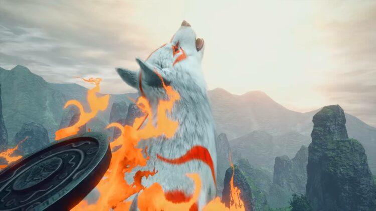Amaterasu dalam perjalanan ke Monster Hunter Rise dalam kolaborasi bersama Ōkami!