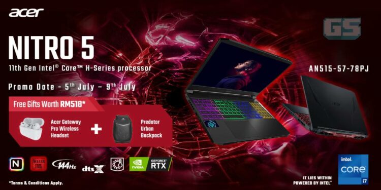 Acer Nitro 5 Kini Lebih Lengkap dengan Pemprosesan Mobile Generasi ke-11 Terbaharu Intel Core Siri-H