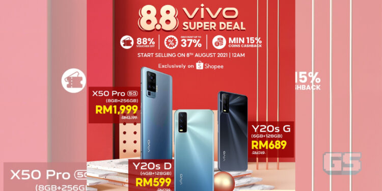 Vivo X Shopee 8.8 Brand Festival menawarkan diskaun sehingga 37% pada 8 Ogos ini!