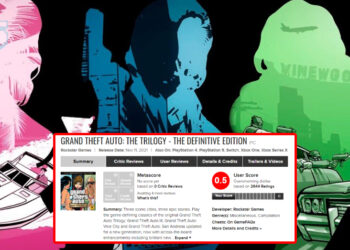 GTA: The Trilogy Definitive Edition mendapat skor 0.5 di Metacritic!