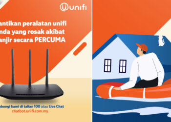 Peralatan Unifi yang rosak akibat banjir boleh diganti secara PERCUMA oleh TM
