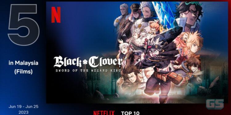 Black Clover: Sword of the Wizard King duduk di carta Top 5 Netflix Malaysia!