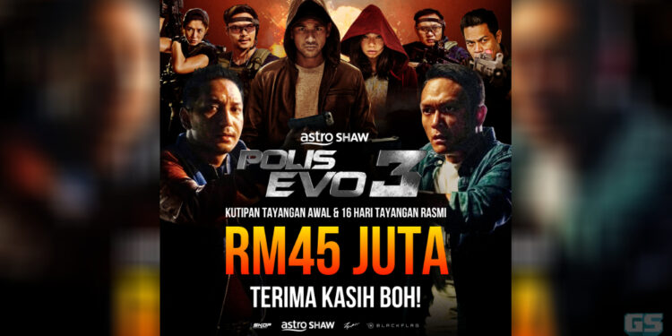 Kutip sehingga RM 45 Juta, Polis Evo 3 menjadi filem tempatan kutipan ketiga tertinggi di Malaysia!
