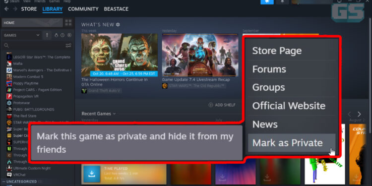 Pemain Dapat “Sembunyi” Game Daripada Rakan-Rakan Di Steam