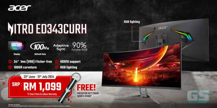 Acer Malaysia Lancar Curved Monitor Nitro ED343CURH, Bernilai Hanya RM1,099!