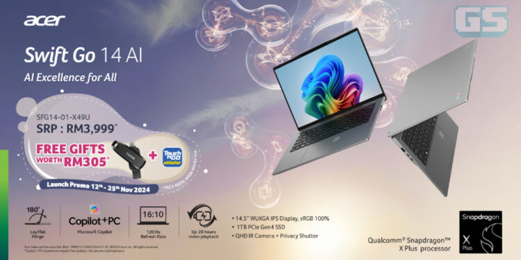 Acer Swift Go 14 AI Berkuasa-ARM Tersedia Sekarang, Nilai Hanya RM3,999!
