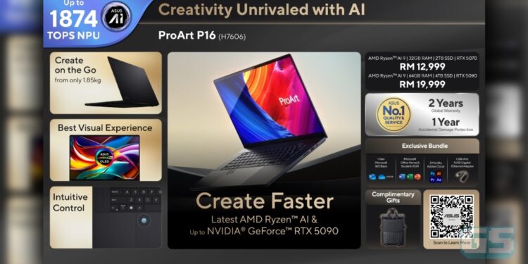 ASUS ProArt P16 Lancar Di Malaysia, Dilengkapi GeForce RTX 50 & ASUS Lumina Pro OLED – Harga Bermula RM 12,999