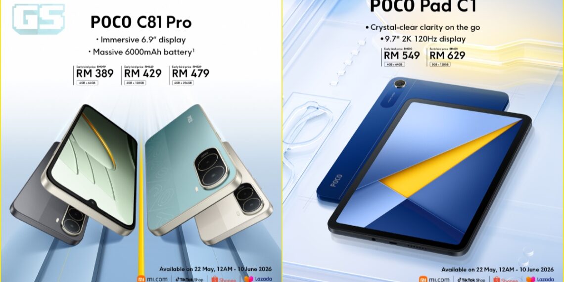 POCO Umum Smartphone Bajet C81 Pro & Tablet Pad C1 – Harga Promo Bermula RM389!