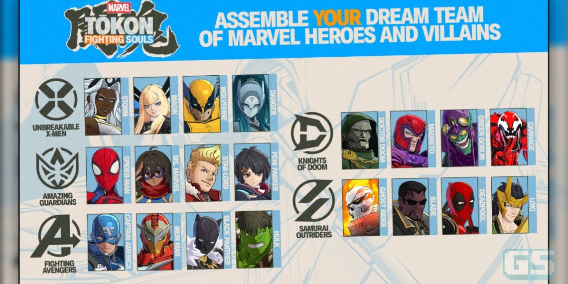 Marvel Tōkon: Fighting Souls – Senarai Watak Semasa Pelancaran